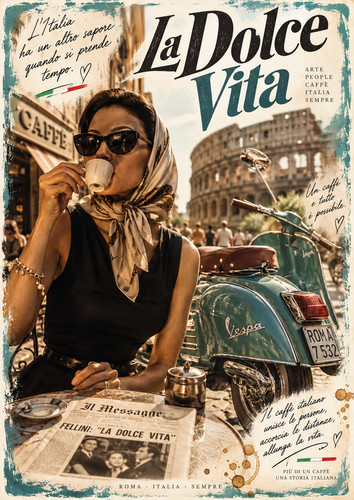 Vespa dolce vita roma - dolce, poster