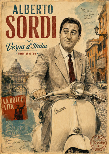 Poster alberto sordi vespa - poster,